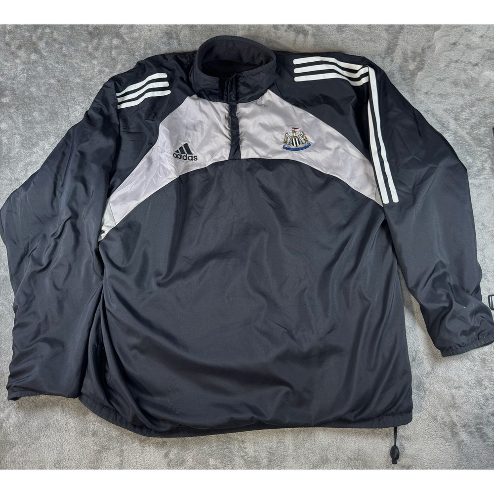 Adidas Newcastle United 2002 Reversible Jacket Fleece Pullover Blk L 135687 VTG